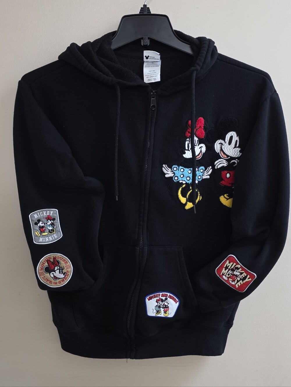 Disney Mickey Mouse Black Zip Hooded Jacket Small
